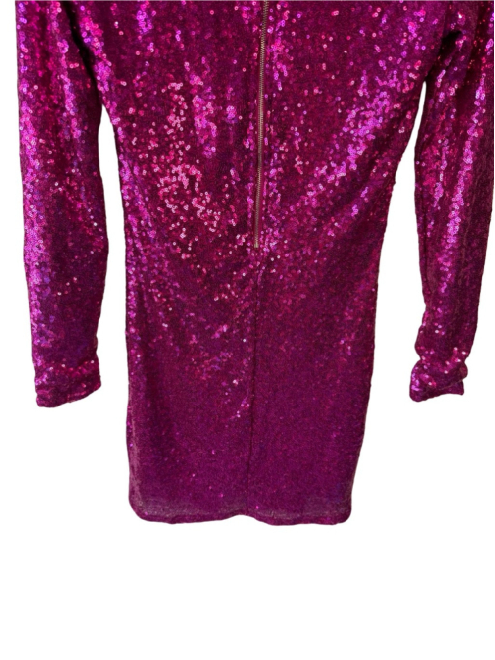 Revamped Fuchsia Sequin Long-Sleeve Mini Dress Size S Y2K Cocktail Party - Picture 14 of 14